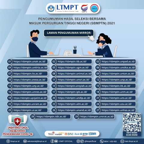 Daftar link pengumuman hasil SBMPTN 2021. Dok. Medcom.id/LTMPT